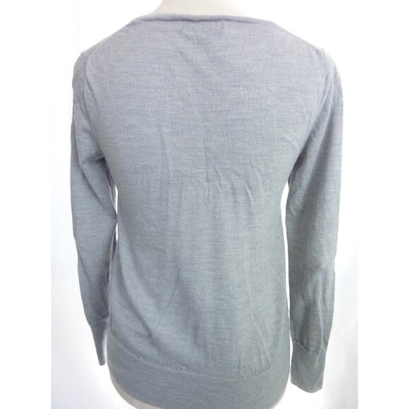Banana Republic Gray V-Neck Merino Wool Sweater S - Picture 3 of 6